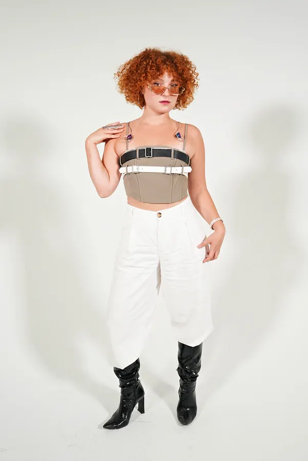 Curls — colour-gel studio fashion portrait by photographer Soner Erdoğan